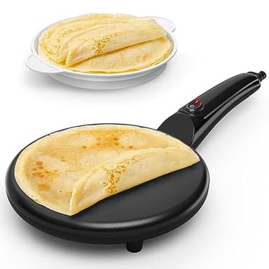 Crepiere Electrique, Crepiere Electrique antiadhésif, machine à roti portable 800W pour la maison, poignée cool-touch avec bol alimentaire, nettoyage facile