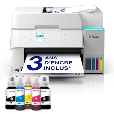 Epson EcoTank ET-3956 Imprimante à Réservoirs D’Encre | Télétravail | Wi-FI | A4 | Imprimer, Copier, Numériser en Recto Verso Auto | Écran LCD 6,1cm | ADF 35 Feuilles | Jusqu’à 3 Ans d’Encre Inclus