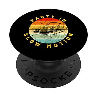 Pontoon Boat Vintage Party In Slow Motion Lac Boating PopSockets PopGrip - Support et Grip pour Smartphone/Tablette avec un Top Interchangeable
