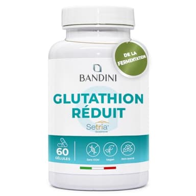 Bandini® Glutathion 250 mg par Gélule | L-Glutathion Setria Bioactif Réduit | 60 Gélules | Complément à Haut Dosage et Absorption | Puissant Antioxydant Naturel Foie | Capsules végétaliennes, Kosher