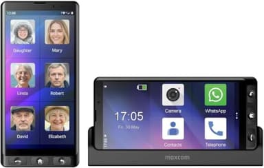 ABUBU Téléphone Portable MAXCOM MS601 pour Seniors, Smartphone pour Adultes âgés avec Whatsapp, Grandes icônes, Bouton SOS, Grand écran 6 Pouces, Socle de Chargement, Volume élevé, Android 14