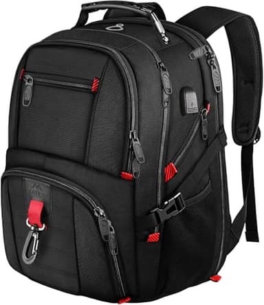 MATEIN Sac a Dos Ordinateur 17 Pouces, Sac a Dos Voyage Grande Capacité, Antivol Imperméable Sac à Dos avec USB Charging Port Bagage à Main pour Collège Voyage Scolaire Homme Femme, Noir