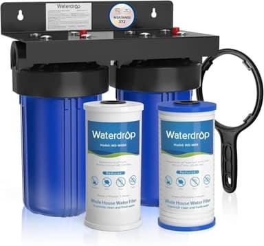 Waterdrop Système de Filtration d'Eau pour Toute la Maison, avec Filtre à Charbon et Sédiment, Filtration en 5 Étapes, Réduction du Plomb, Chlore, des Odeurs et du Goût, 5 Microns WD-WHF21-PG