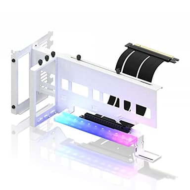 EZDIY-FAB Support de Montage GPU PCIe 4.0 avec LED ARGB 5 V 3 Broches, kit de Support pour Carte vidéo VGA avec câble Riser PCIe 4.0 X16 Gen4 17 cm/6,69 Pouces à Angle Droit à 90 degrés - Blanc