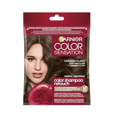 Garnier Color Shampoo Retouch Coloration Permanente Châtain clair - 100% Couverture Cheveux Blancs - Dure Jusqu'à 4 Semaines