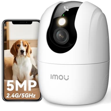 Imou 3K(5MP) Caméra Surveillance WiFi Intérieur 360°, Wi-Fi 6 Double-Bande(2,4G/5GHz), Vision Nocturne Couleur, Détection de Personnes/Animaux,Suivi Intelligent,Compatible Alexa pour Bébé/Chien/Maison