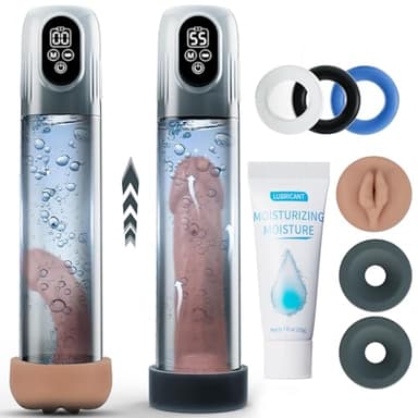 Pompe à Pénis Sex Toýs Homme Masturbateurs Masculins avec 5 d'aspiration & 6 Modes d'entraînement, Pompe à Vide électrique Vibromasseurs étanche avec Vaginette Silicone, Masturbateur Homme Sex Toys