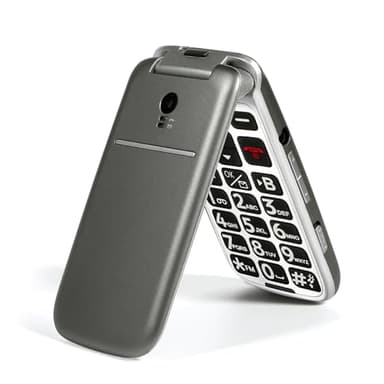 artfone G3 Gris - 4G Telephone Portable Senior Débloqué丨Téléphone Portable à Clapet avec Grandes Touches丨Bouton SOS丨écran de 2.4" 丨Station de Charge丨Fonction de Rappel de l'heure丨FM丨Bluetooth丨USB-C