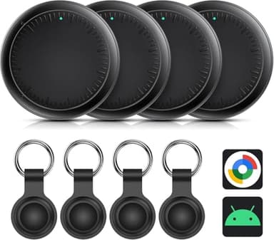 Smart Air Traceur, Smart Traceur GPS Android Lot de 4, Fonctionne avec App Localiser,Traceur Localisateur D’Objets Bluetooth, Tracker Tags Android pour clés/Portefeuilles (Noir)