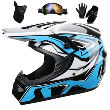 mafuse Casque de Motocross pour Enfant - Casque Quad pour Enfant de 5 à 12 Ans certifié CE, VTT, BMX, Motocross, Protection intégrale du Visage - Léger et Respirant avec visière Anti-Rayures (M)