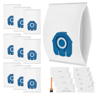 Lot de 10 sacs d'aspirateur 3D compatibles avec les sacs d'aspirateur Miele pour Complete C3 & C2, Classic C1, S2, S5, S8, S400, S600, S800, avec 4 moteurs et 4 filtres d'évacuation - Remplace 9917730