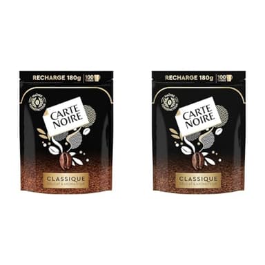 CARTE NOIRE - Café Soluble « Classique » - Café Instantané - Délicat et Aromatique - Eco-Recharche de 180 g - Fabriqué en France (Lot de 2)