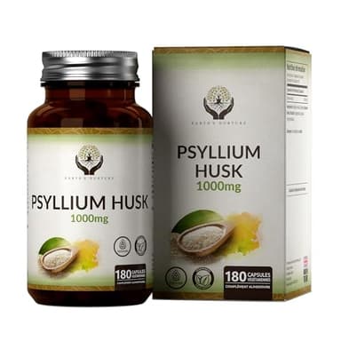 EN Psyllium | 180 Psyllium Gelules - 1000mg Psylium Husk par Dose | Fibre Alimentaire | Sans OGM Sans Gluten Sans Allergène | Fabriqué au UK