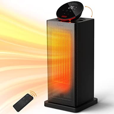OMISOON Chauffage d'appoint 2000W, ECO Radiateur Electrique, PTC, LED Tactile, 90 ° Oscillation, Minuterie 24H, 3 Modes, Thermostat et économie d'énergie, Protection Multiple, maison
