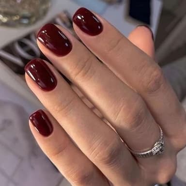 LunarCharm 24 ongles à presser bordeaux, extra courts, gel gelée, ongles artificiels réutilisables ronds brillants, 24 pièces