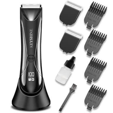 Tondeuse Corps Homme Électrique Tondeuse Intime: Tondeuse corporelle utilisable à sec et sous l'eau, 2 lames céramiques interchangeables - Rasoir corporel masculin, sécurité et précision
