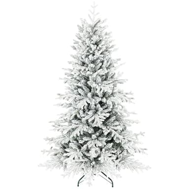 HOMCOM Sapin de Noël Artificiel floqué de Neige 180 cm, Arbre de Noël avec 1815 Pointes de Branche articulée, Support en métal Pliable, Facile à Monter et Ranger, Plastique Ignifuge, Vert