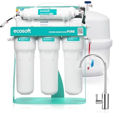 Ecosoft P'URE AquaCalcium Filtre avec pompe sur châssis métallique, osmose inverse pour la maison | filtre 99,8 purcent des polluants de l'eau | minéralise l'eau potable avec du calcium