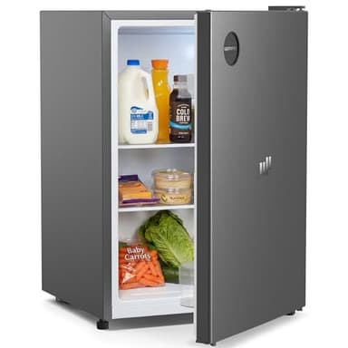 Upstreman 71L Petit Frigo Sans Congélateur, Réglage de Température 7 Positions 1-10°C, Éclairage LED, 40 dB Silencieux, Réfrigérateur Économe en Énergie pour Chambre Bureau Cuisine, CR71-Gris Foncé