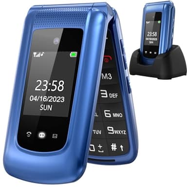 GSM Téléphone Portable Senior Clapet Débloqué avec Grandes Touches,Big Volume Bouton SOS,Basique Telephone Mobile pour Personne Agée (Bleu)