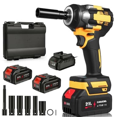 Clé à Chocs Sans Fil 700N.m, Visseuse a Choc Brushless 1/2" avec 5 Douilles à Chocs et Tige D'extension, 2 Batteries et Chargeur Rapide, 3200RPM, 21V Boulonneuse a Choc für Pkw, Pick-ups und DIY