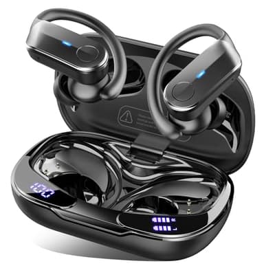 Ecouteurs Bluetooth sans Fil Sport, 2026 Ecouteurs sans Fil 5.4 avec HiFi Stéréo, Écouteur Running Étanches IPX8, 70H Oreillette Bluetooth avec ENC Réduction Bruit Mic, USB-C Charge/LED Casque, Noir