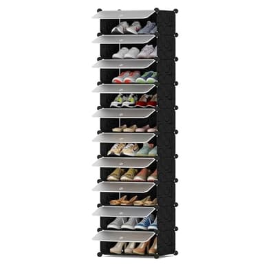 HOMIDEC Meuble Chaussure, 10 Niveaux Meuble à Chaussure pour 20 Paires, Rangement Chaussure Chaussure Entree pour Entrées, Chambres et Couloirs, Noir