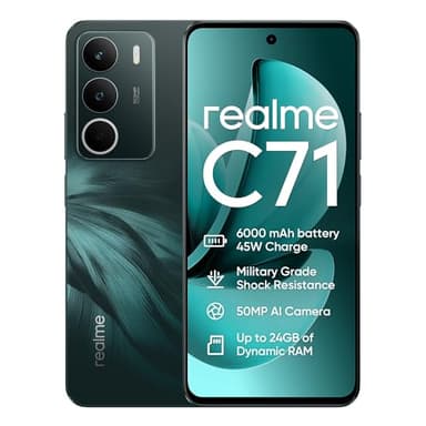 realme C71 Smartphone 4G 8+256Go, Forest, 6.67 Pouces d'écran, 120Hz de taux de rafraîchissement, 45W de Charge Rapide, 6000 mAh de Batterie, 50 MP de caméra, Processeur 8 Core Puissant, IP54