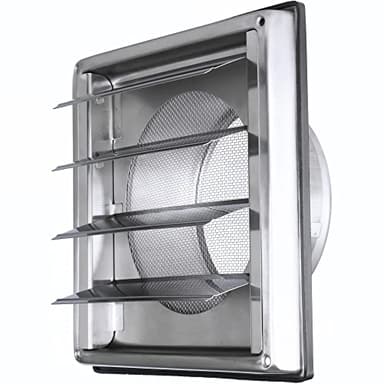 DOMUX - Grille Ventilation Inox 125mm pour Hotte/Sèche-Linge - avec Moustiquaire Anti-Insectes et Lames Mobiles - Flux d'Air Optimal