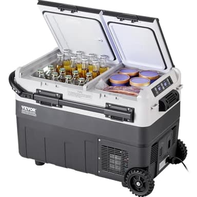 VEVOR Réfrigérateur Portable à Compression 40 L, Mini Frigo de Voiture 12 V, Glacière à Double Zone, Température Réglable -20 °C à 20 °C, Congélateur Portable avec Roues pour Camion Bateau Camping