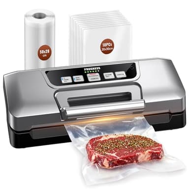 GAVASTO Machine Sous Vide Alimentaire 90kPa,20L/min Machine Sous Vide Professionnel, Soude-sac Puissant Avec Double Pompe et LED Intelligente, Modes Aliment Sec & Humide, Coupe-sacs Intégré, Livré ave