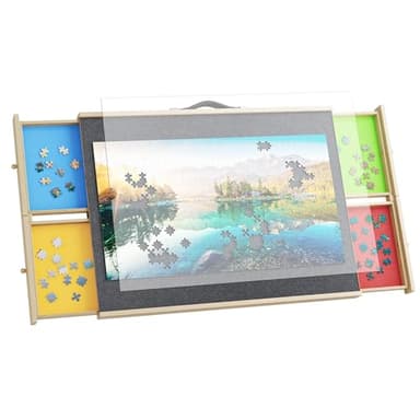 YITAHOME Planche de Puzzle – Table de Puzzle inclinable à 5 Angles réglables avec 4 tiroirs magnétiques, Surface en Feutre antidérapante, roulettes pivotantes – Table de Puzzle Portable en Bois pour