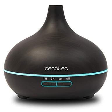 Cecotec Humidificateur Ultrasonique Pure Aroma 300 Ying. Diffuseur de Parfum, Minuterie 10 Heures, 7 Couleurs LED, 300 ml, Fonction Aromathérapie, Ultra-silencieux, Finition en Bois.