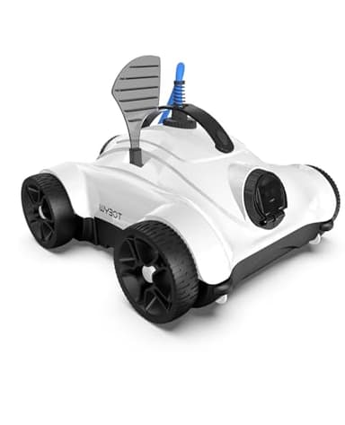 WYBOT Robot Piscine, Aspirateur Piscine Câble de 10 Mètres, Autonettoyant, Nettoyeur de Piscine Double Moteur, Minuterie (1, 2 ou 3 Heures), Filtre 180μm, Idéal pour Les Piscines Hors Sol (Blanc)