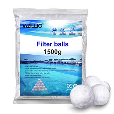 VAZILLIO 1500g Boules de Filtre de Piscine Équivalent à 55 kg de Filtre à Sable, Réutilisables de Balle Filtrante Piscine Convient à Divers Systèmes de Filtration de Piscine