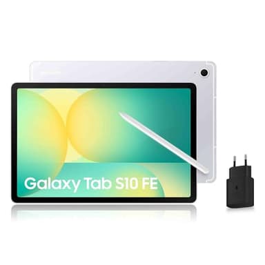 Samsung Galaxy Tab S10 FE, Tablette Android WiFi 10.9" 128 Go, S Pen Inclus, Certification IP68, Argent, Chargeur Secteur Rapide 25W Inclus, Version FR