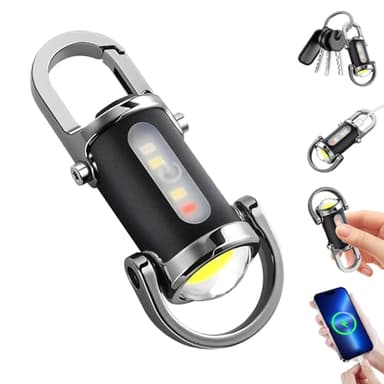 Yesay Lampe Torche LED Ultra Puissante Rechargeable USB C, La vie Étanche ，5 Modes Lampe de Poche Porte Clés Camping Extérieur, Urgence, Pêche