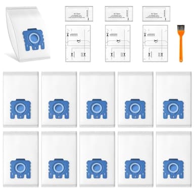 Lot de 10 Sacs Aspirateur GN 3D Compatibles avec Miele Hyclean GN Aspirateurs, pour les Séries Classic C1 Complete C2 Complete C3, S2 S5 S8 avec 3 Filtres Moteur, 3 Filtres et 1 Brosse de Nettoyage