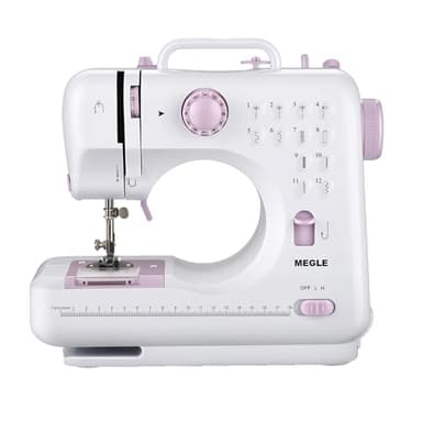 Machine à coudre pour débutants, machine à coudre multifonctionnelle pour la maison, pédale, guide rapide, enfilage automatique, double fil et double vitesse, 12 points intégrés, MEGLE FHSM-505
