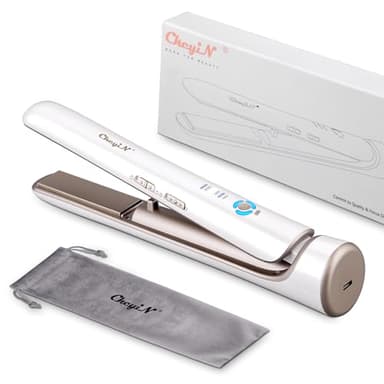 CkeyiN Céramique Lisseur Cheveux sans Fil,2 in 1 Fer à Lisser et Boucleur Rechargeable par USB,Mini Lisseur de Voyage Portable sans Fil,3 Niveaux de Températures,Batterie 5200 mA,Double Tension