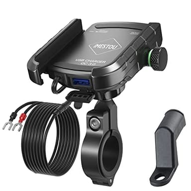 iMESTOU Support Téléphonique de Moto avec Chargeur USB Charge Rapide 3.0A Guidon/Vue Arrière Titulaire de Téléphone étanche Universel pour 3,5 "-6,8"