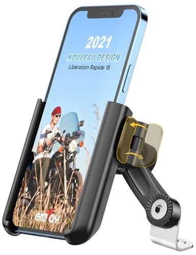 Grefay Support Téléphone de Moto Support Téléphone Scooter Rotatif à 360° Libération Rapide Support Moto Telephone pour 3,5 à 7,0 Pouces Smartphones Appareils