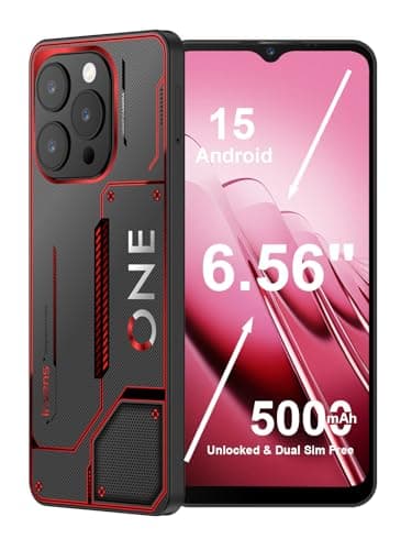 invens Note 12P Téléphone Portable Pas Cher, Écran 6.6" HD+, Caméra 48MP+8MP, Batterie 5000mAh, 16GB RAM 128GB ROM, Android 15 Smartphone débloqués, Double SIM + TF, Face ID/Empreinte Rouge Cyber