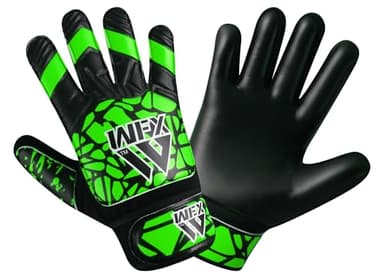 WFX Gants de gardien de but de football pour garçons et jeunes - Taille 4 - Vert - Avec double support de poignet - Protection des doigts en latex - Paume à forte adhérence - Protection dorsale