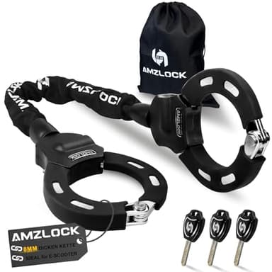 AMZLOCK Cadenas Trotinette Electrique, Antivol Menottes 8mm pour Trottinette Électrique et Vélo, avec 3 Clés, 75cm/1,6kg Antivol Trotinette Electrique