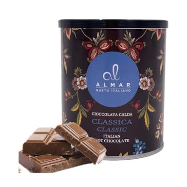Almar Hot Chocolate Cortina, Tin of Hot Chocolate Mix, Gluten-Free Hot Chocolate, Lactose Free, Preservatives Free, 100% Made in Italy, CLASSIC FLAVOR - 360g TIN
