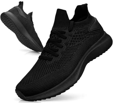 Giniros Basket Homme Chaussures de Sport Respirant Mesh Légères Confortables Mode de Marche Fitness Running Tennis Outdoor Gym Jogging Sneakers Hommes Noir 42EU