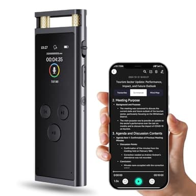 woeaozy 64GB Enregistreur Vocal Numérique IA - Transcription et Résumé IA Prise en Charge de 102 Langues, Contrôle par App, Dictaphone Enregistreur Vocal pour Conférence/Interviews/Classes (Noir)