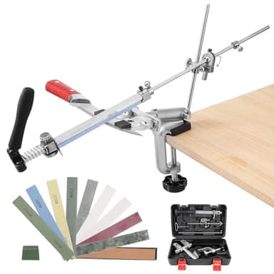 Faankiton Système d'Affûtage de Couteaux RX-009 Affûteur de Couteaux à Angle Fixe Rotatif à 360°, Aiguiseur Couteaux Manuel Professionnel, Kit D'affûtage de Couteaux avec 9 Pierres à Aiguiser