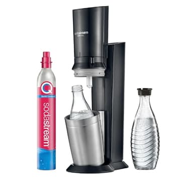 SodaStream Machine à gazéifier Crystal 3.0 avec cylindre de CO2 Quick-Connect | avec 2 bouteilles en verre Crystal de 0,8 l | Couleur : titane
